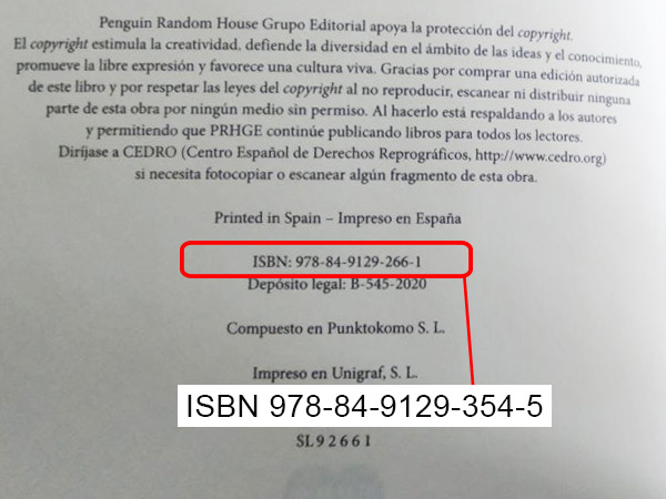 ISBN en pagina de creditos de un libro