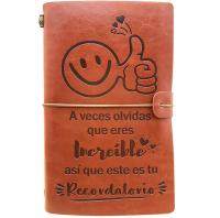 Libretas con frases positivas cuero